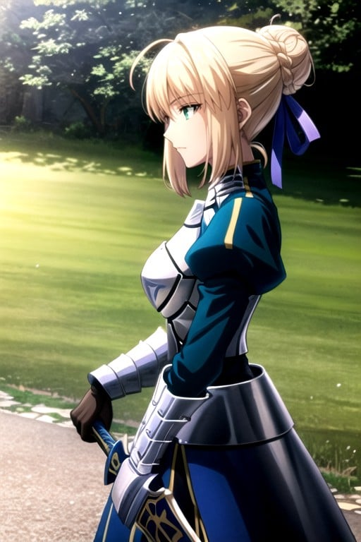 Side View, Meadow, Artoria Pendragon Shemale AI Porn