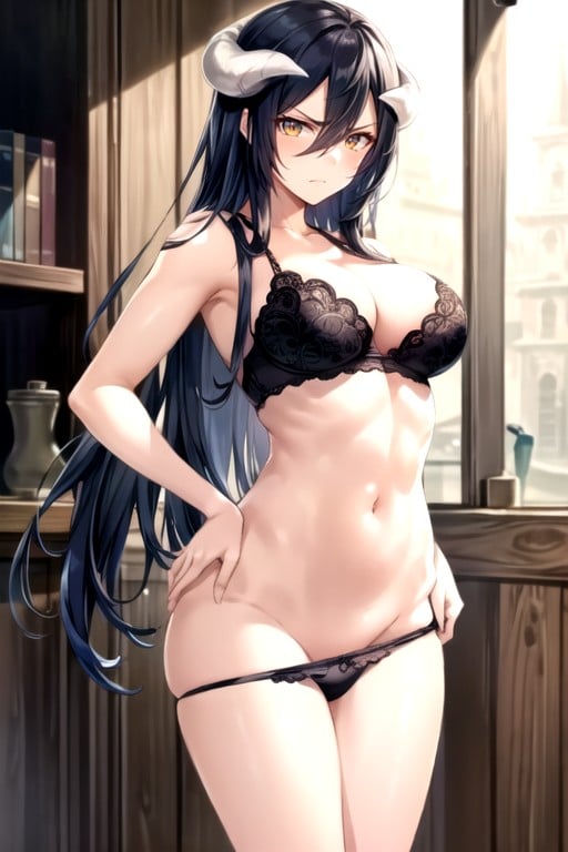 Pulling Down Panties, Albedo (overlord), Looking At Viewer Hentai AI Porn