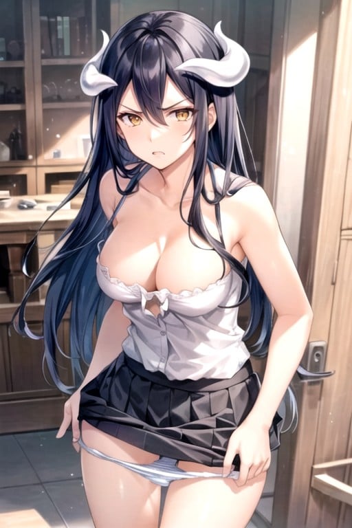 Lifting Skirt, Muscular, Albedo (overlord) AI Porn