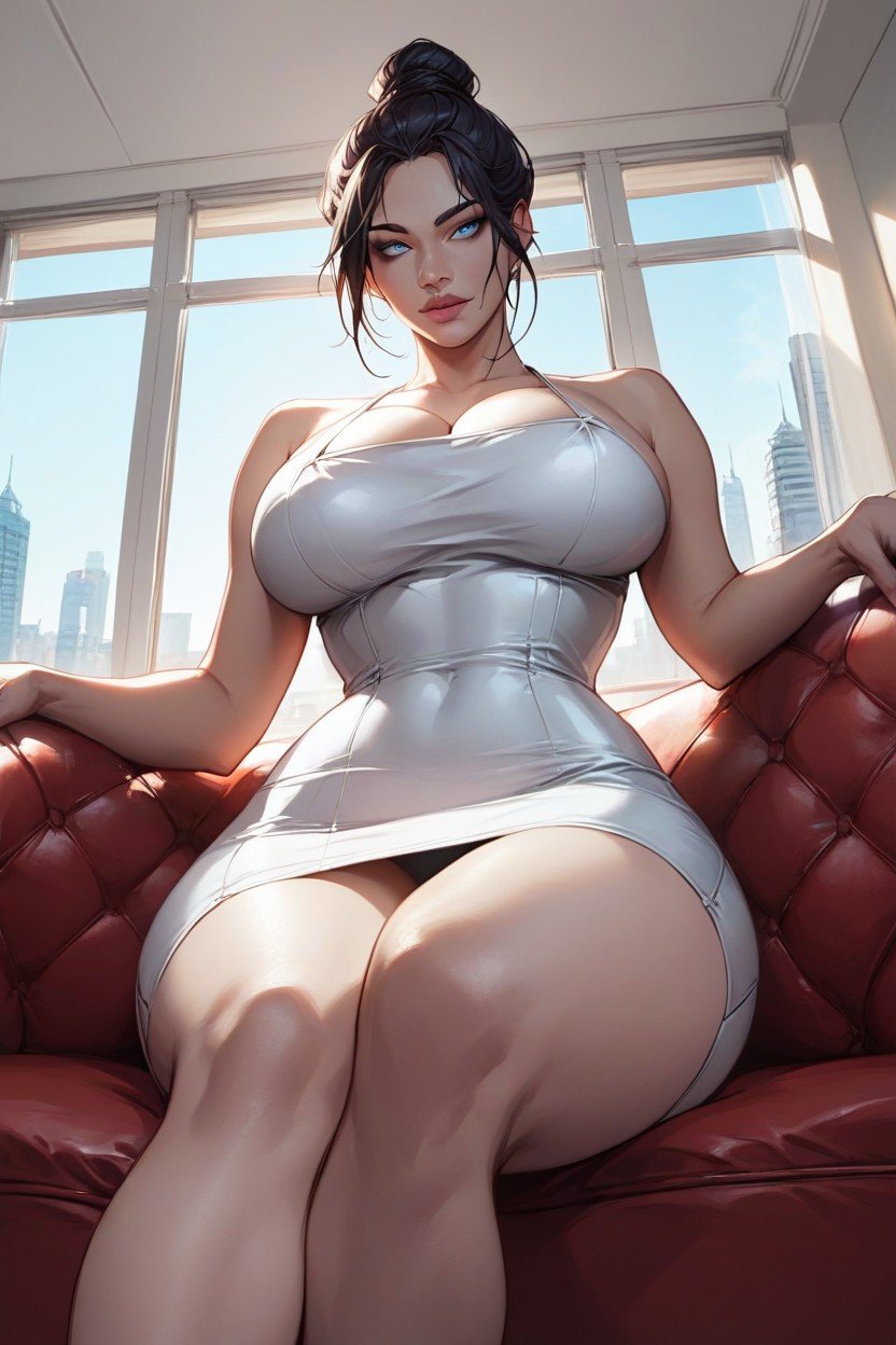 Big Round Breasts, Blue Eyes, Ultra Detailed AI Porn