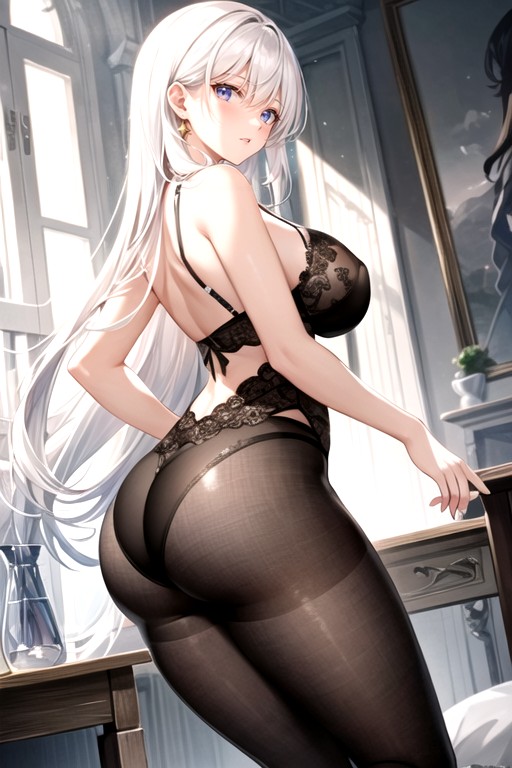 Black Lingerie, White Hair, A Big AssAI黄片