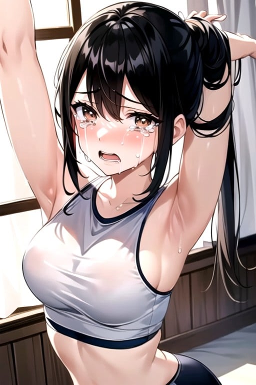 18+, Crying, Black Hair AI Porn