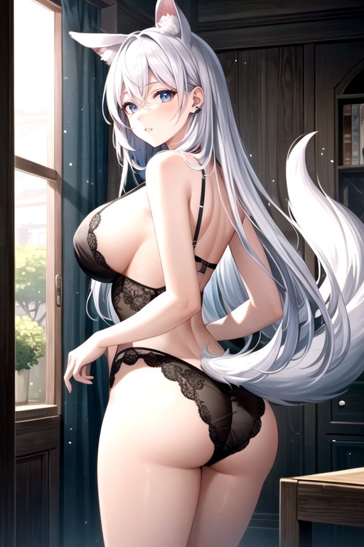 White Hair, Long, A Big Ass AI Porn