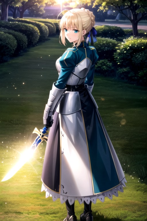 Wind In Hair, Meadow, Artoria Pendragon Hentai AI Porn