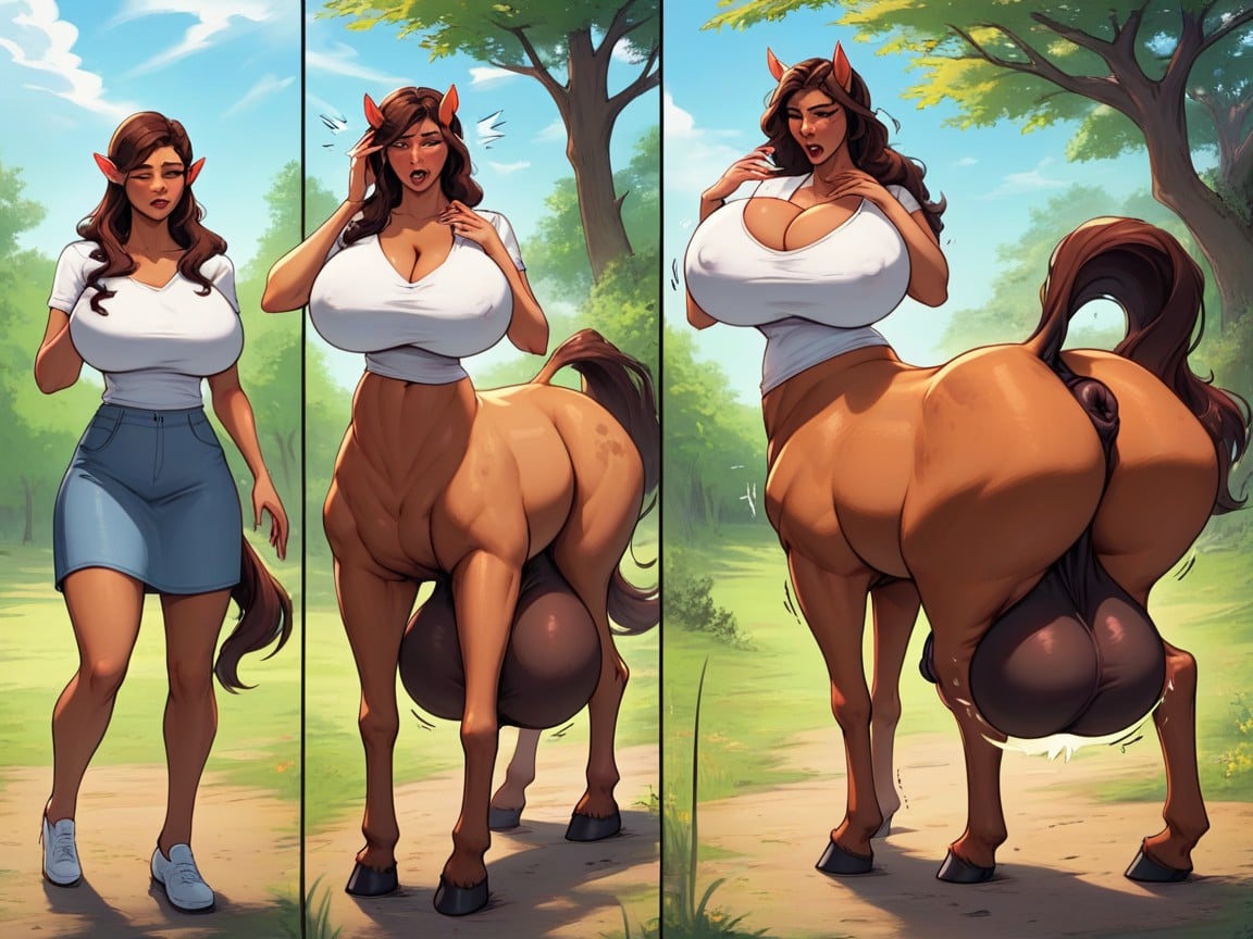 Ass Expansion, Torso, Lifting Tail Hyper Breasts Horsetaur Hyper Balls Pornografia de IA