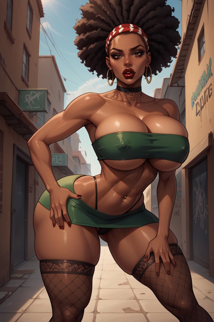 Tubetop, Posters On Walls, Large Hoop Earrings Hentai AI Porn