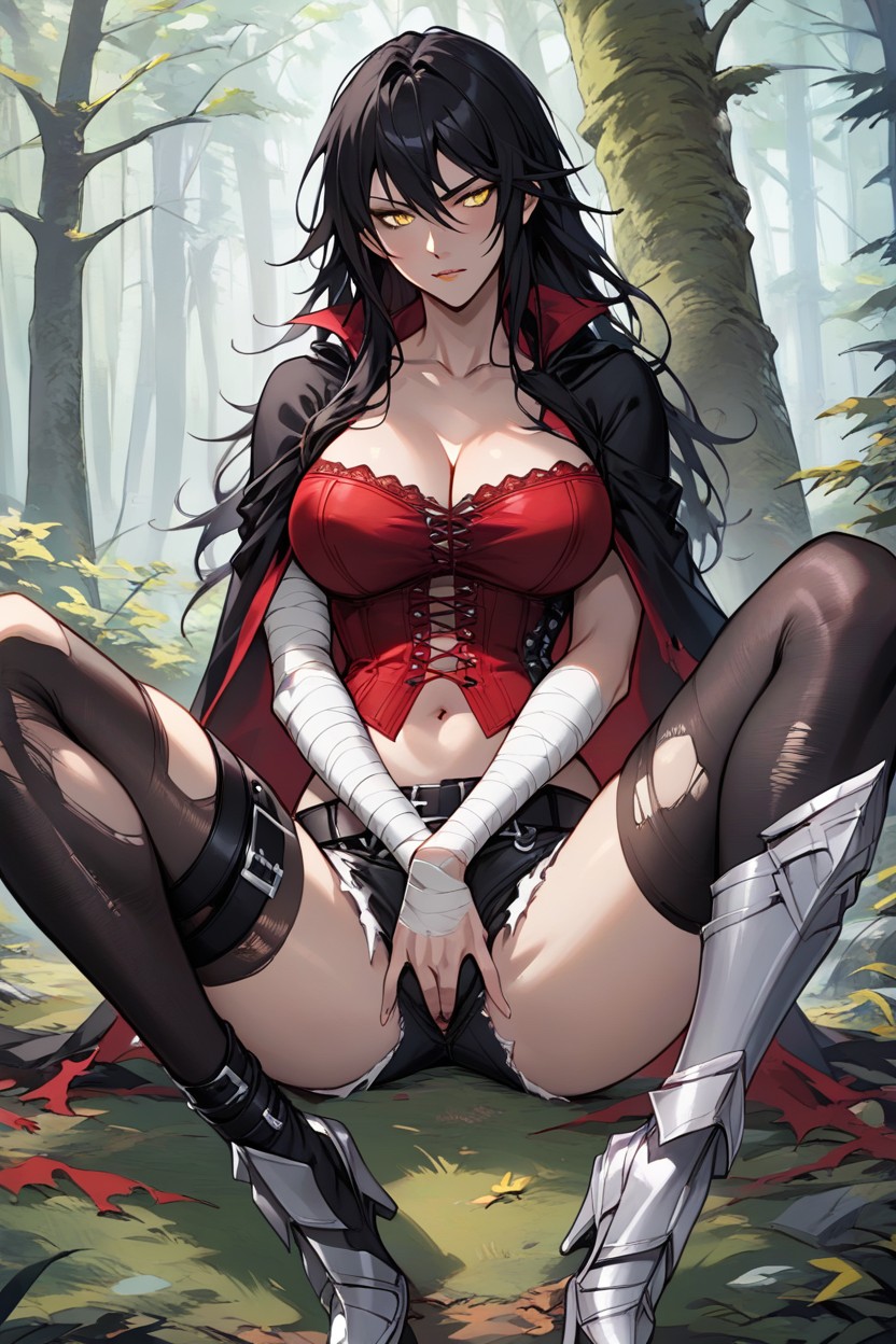 Ropa Rasgada, 1 Persona, Red Lace Up Corset Hentai IA