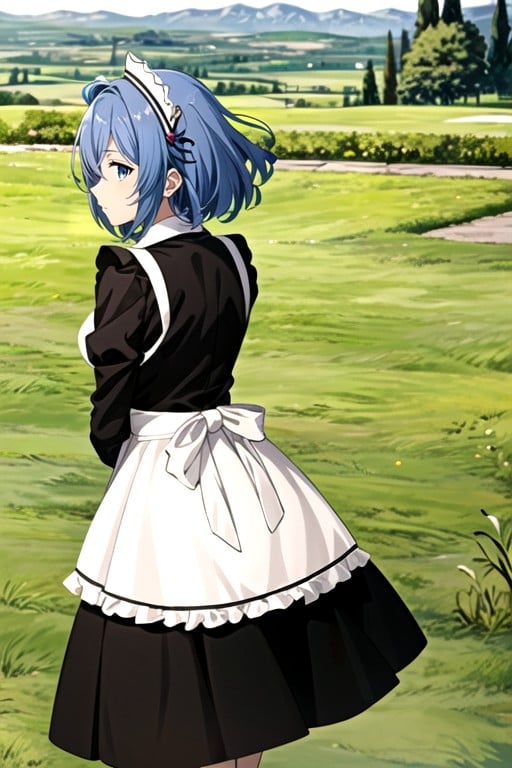 Vue Arrière, Rem (re:zero), Vent Dans Les CheveuxPorno IA transsexuelle