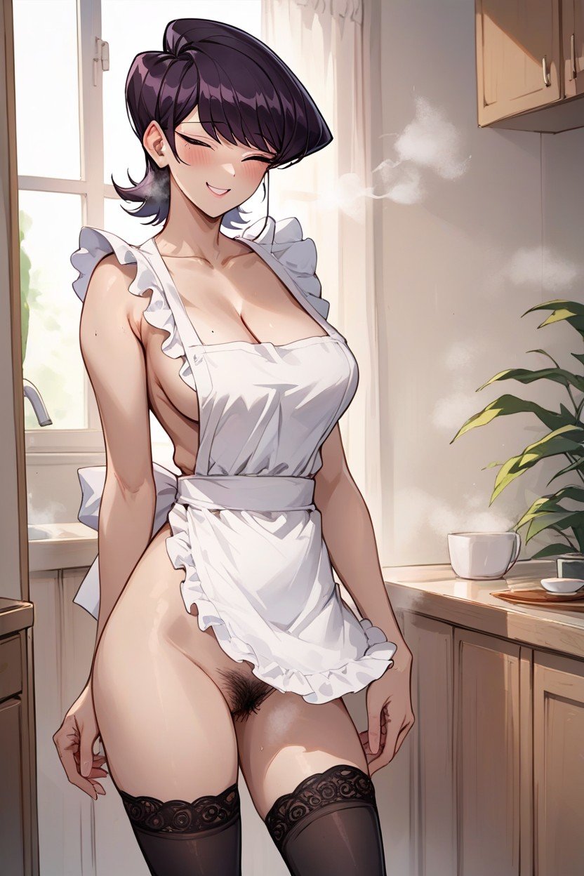 High Heel, Naked Lace Frill Apron With Open Chest, GirlPorno AI Hentai