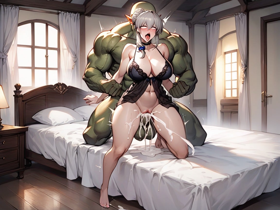 Full Body Shot, Rough Sex, Fucked Standing By Giant OrcPorno AI