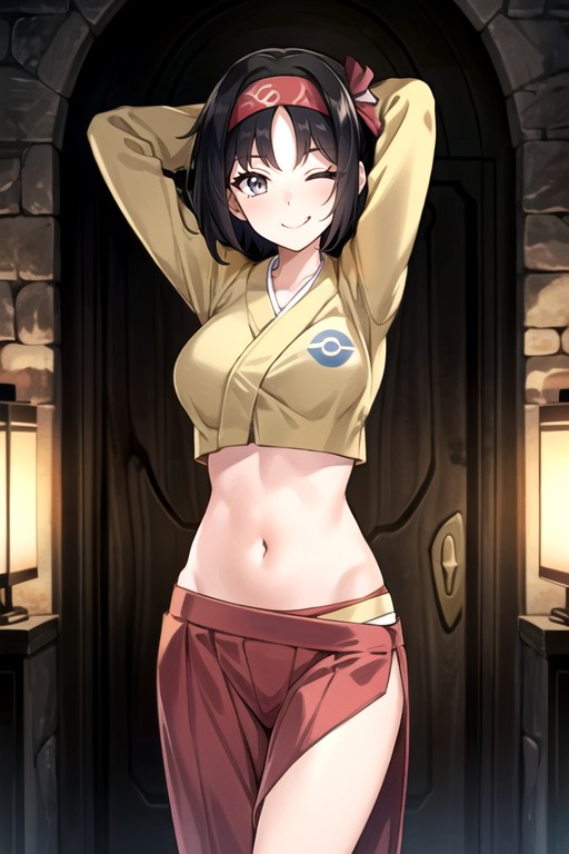 Wink, Erika (pokemon), Arms Up Hentai AI Porn