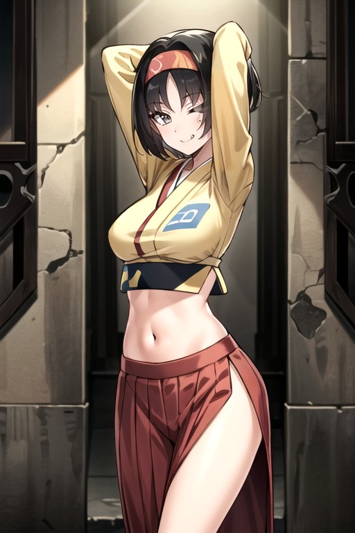 Arms Up, Navel Exposed, Erika (pokemon) AI Porn