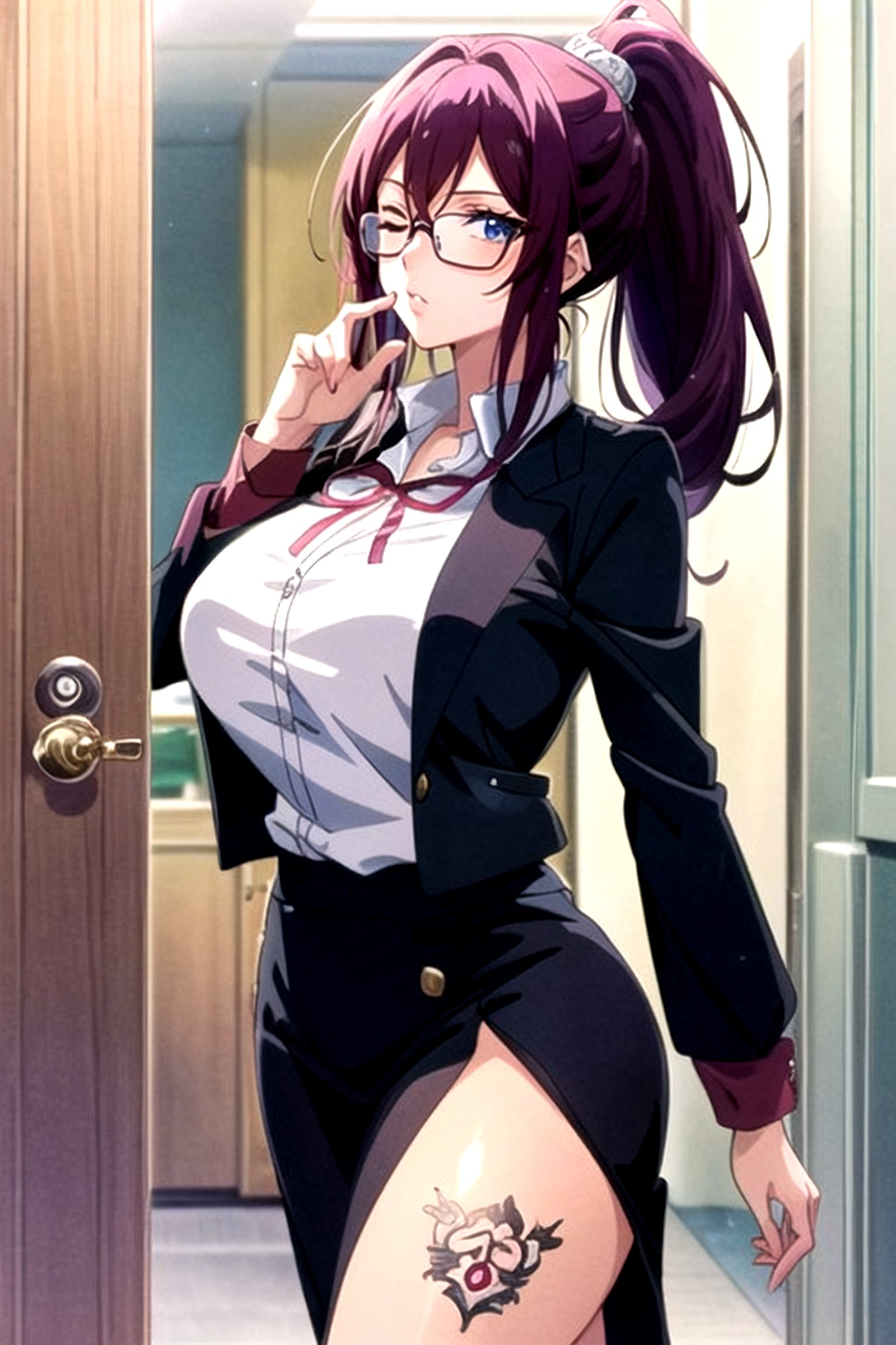 Large Ass, Ponytail, School Uniform Hentai AI Porn