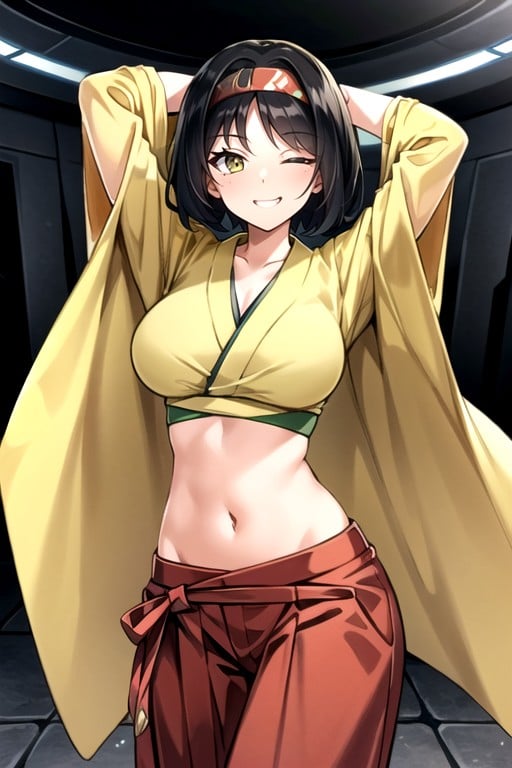 Wink, Navel Exposed, Arms Up AI Porn