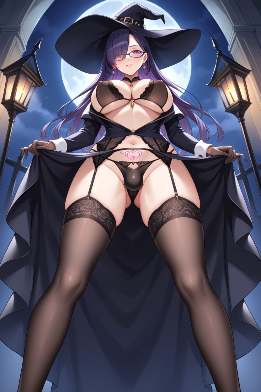 Medium Breast, Thigh High Stockings, Witch Shemale AI Porn