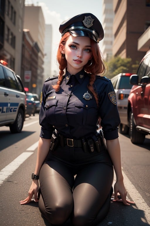 警服, Orange Make-up Eyes, 跪着AI黄漫