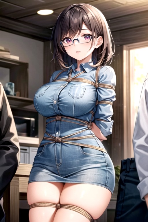 Bobcut, Glasses, Mini Skirt Shemale AI Porn