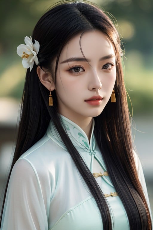 Cabelo Longo, Foto Do Busto, Hanfu Chinês Pornografia de IA