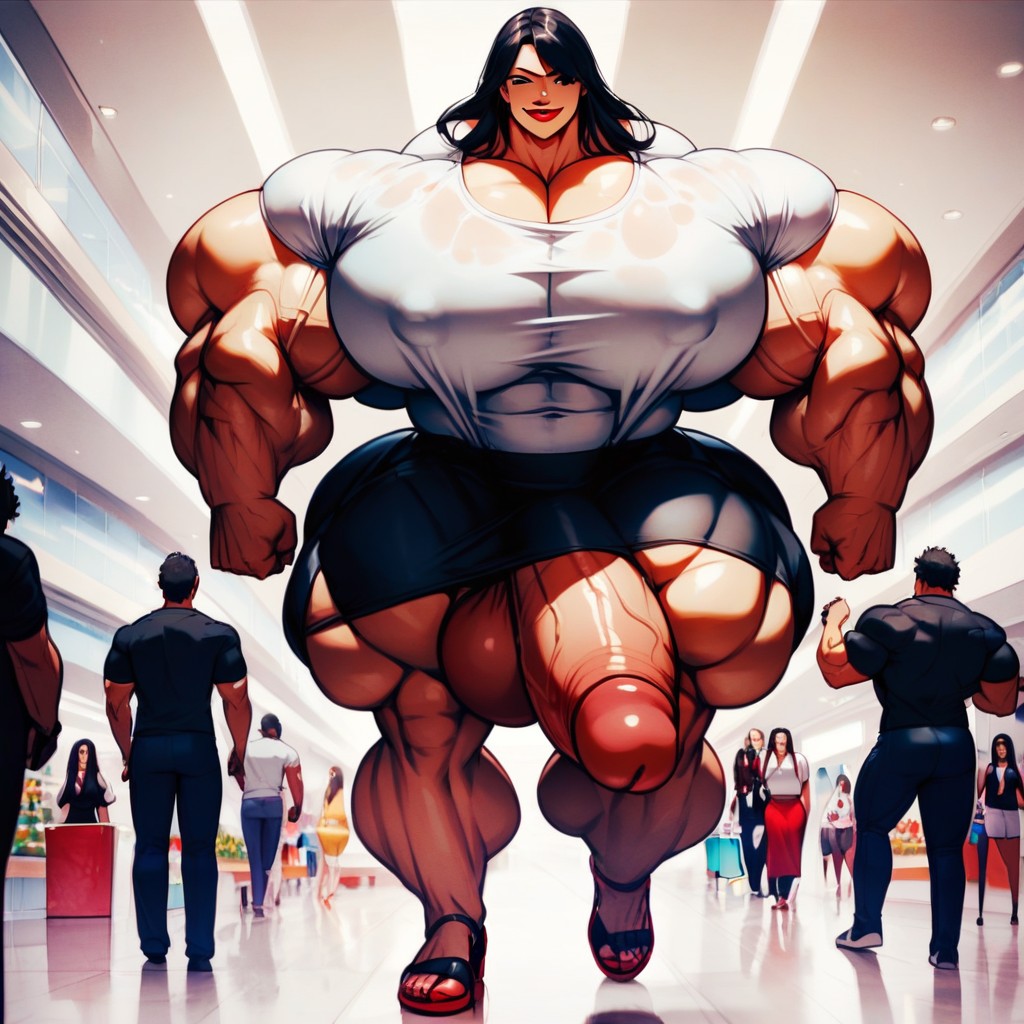 1 Person, Hyper Gigantic Thick Penis, Black Eyes Shemale AI Porn