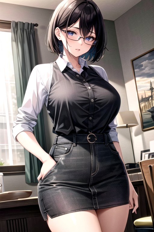 Glasses, Bobcut, Straight AI Porn