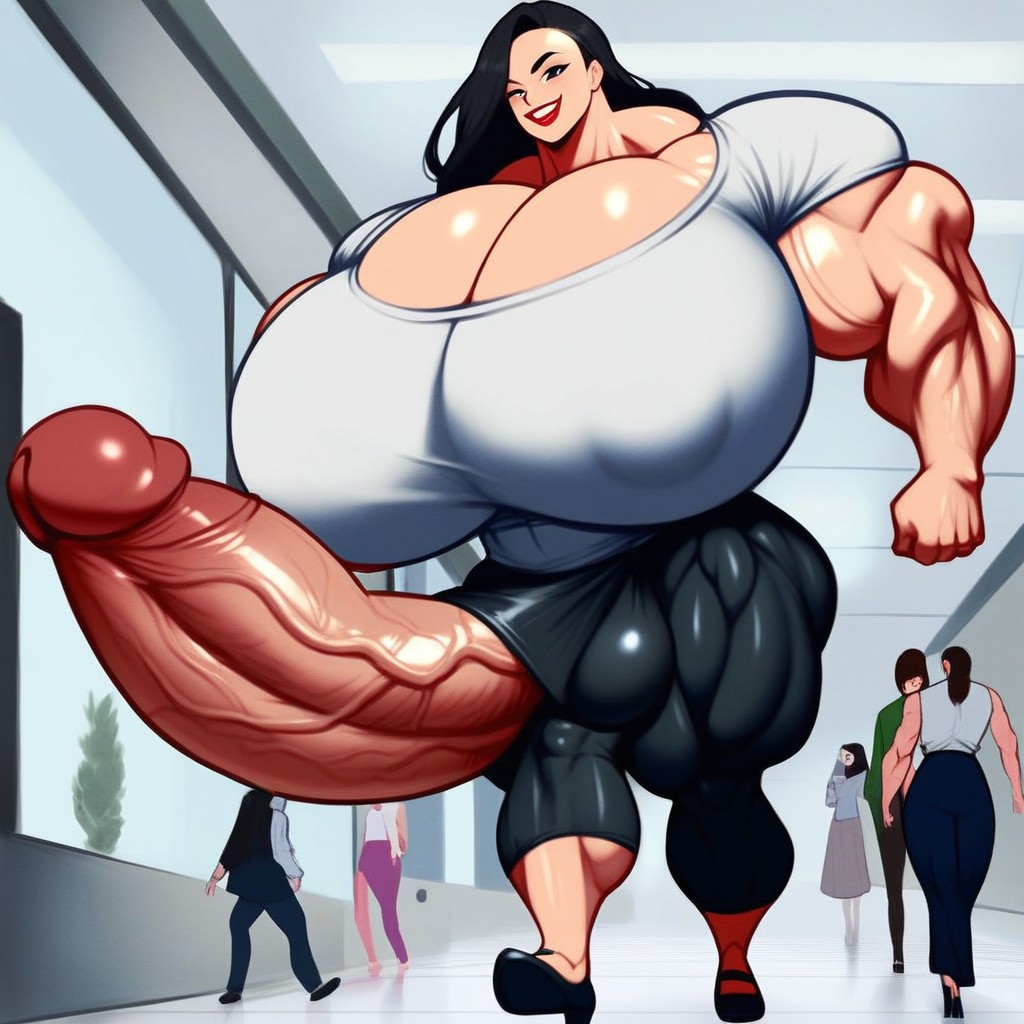 Gigantic, Hyper Gigantic Massive Penis, Smug Expression Shemale AI Porn