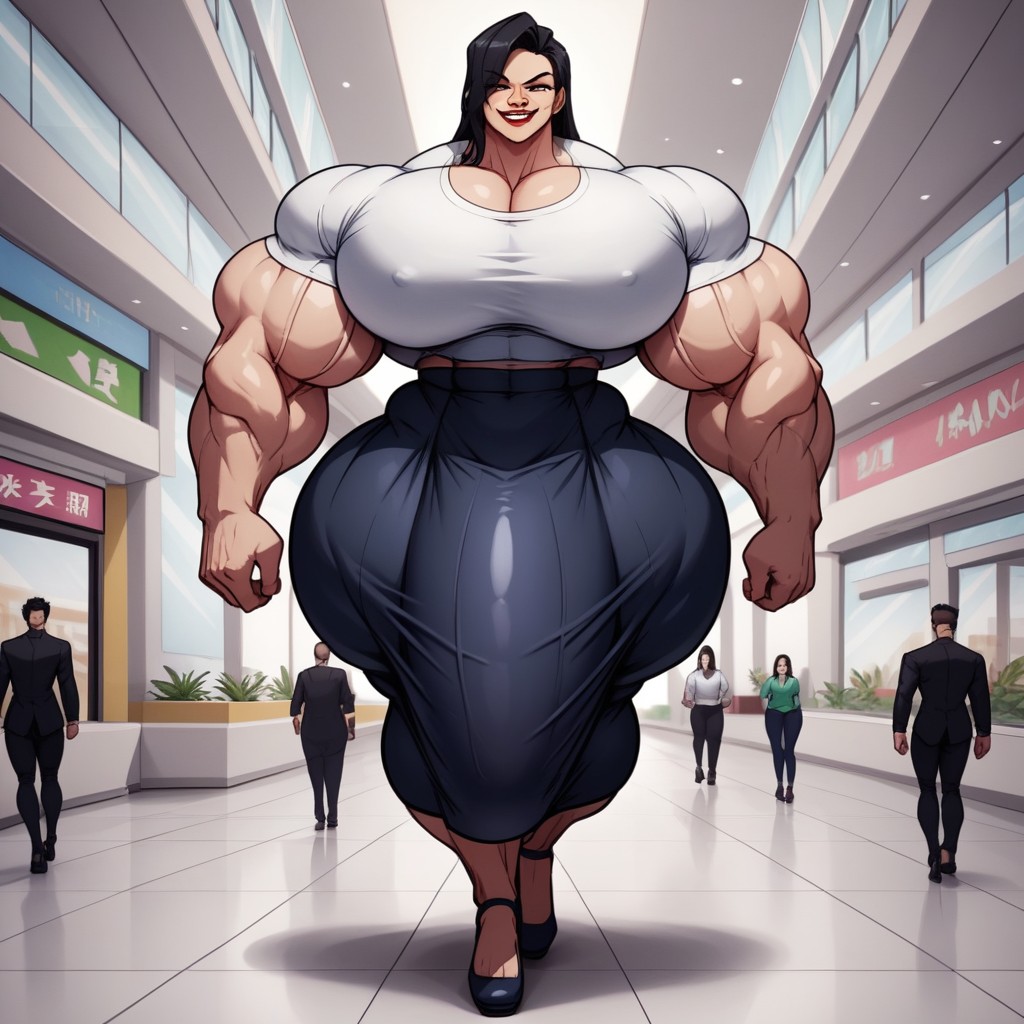 Hyper Gigantic Muscles, Tight Skirt, Hyper Giant Muscles Shemale AI Porn