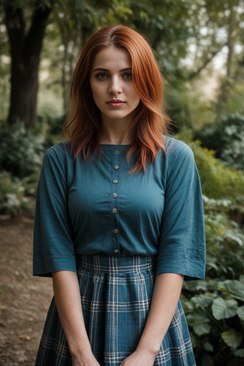 Blue Eyes, Auburn Hair, Tunic Top AI Porn