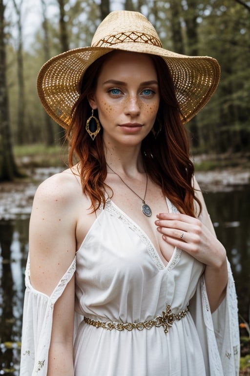 White Witch Outfit, Freckles, Witch퍼리 AI 포르노