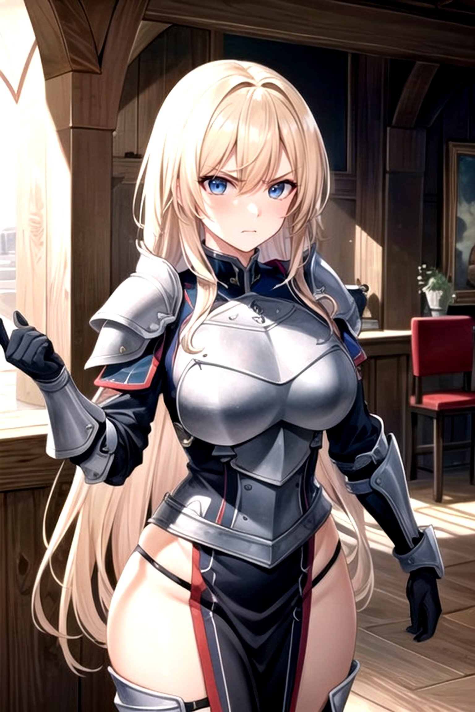 Straight, Armor Gloves, Blonde Hair Shemale AI Porn