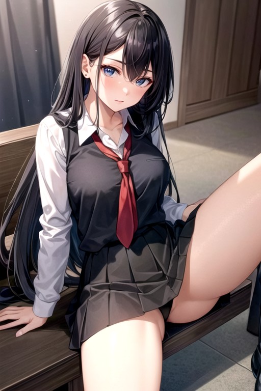 18+, Sitting Down Legs Spread, Thigh High Socks Hentai AI Porn