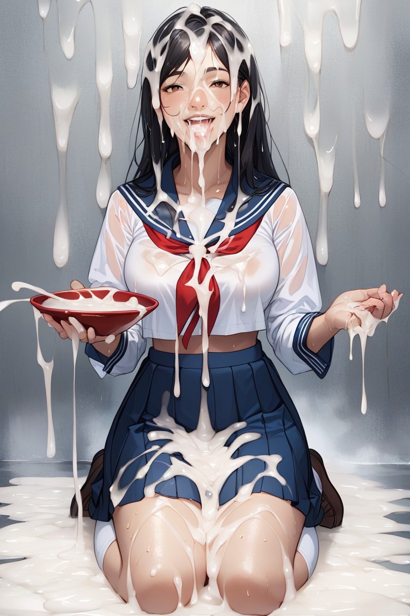 Japanese, Wet Clothes, Small Ass AI Porn