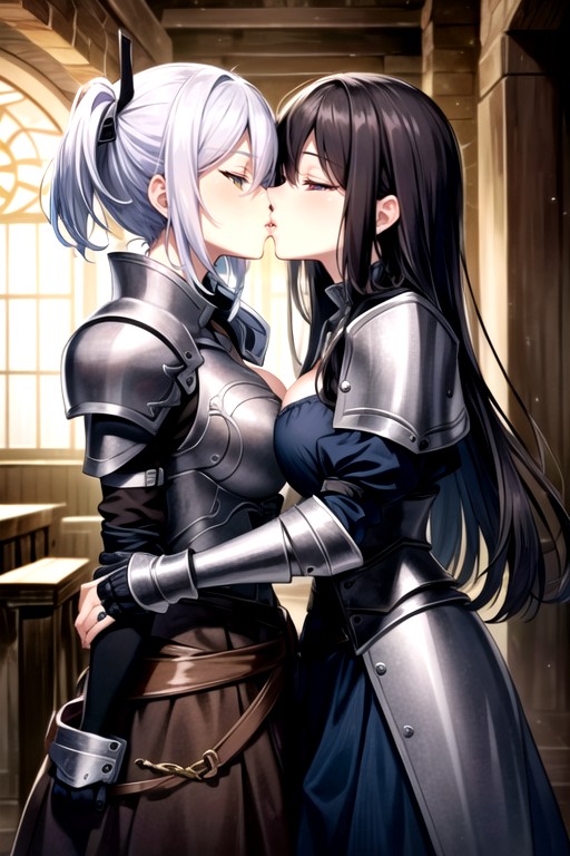 Girls Kissing, Medieval, Armor Shemale AI Porn