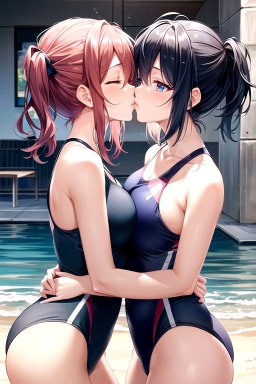 Girls Kissing, School Swim Suit Shemale AI Porn