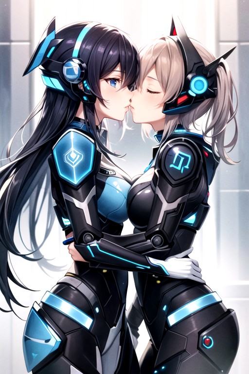 Girls Kissing, Robot Armor AI Porn