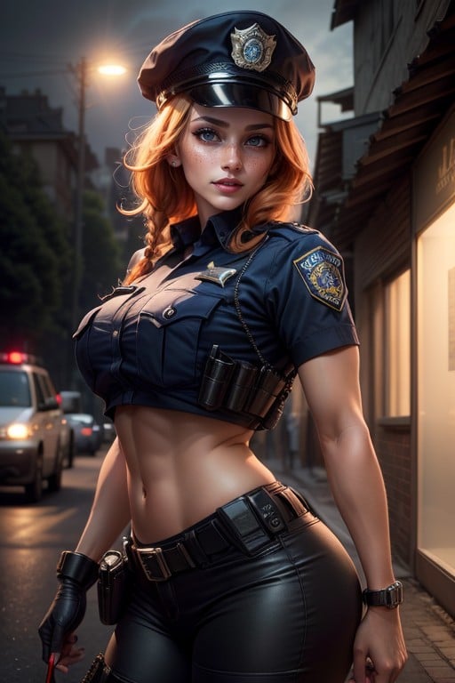 Police Car, Police Costume, Black Tactical Pants Hentai AI Porn
