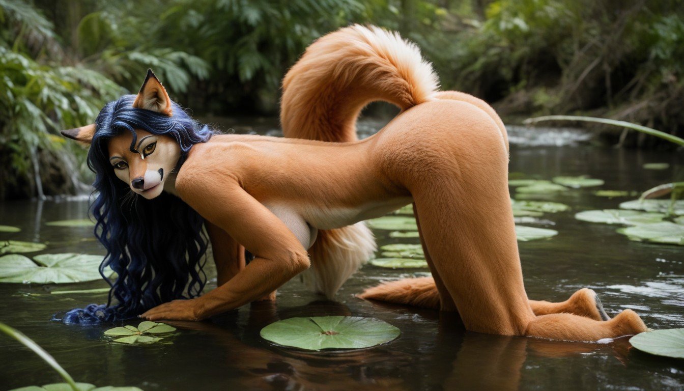 Furry Body, Anthropomorphous Vixen, Fox Fur On Legs AI Porn