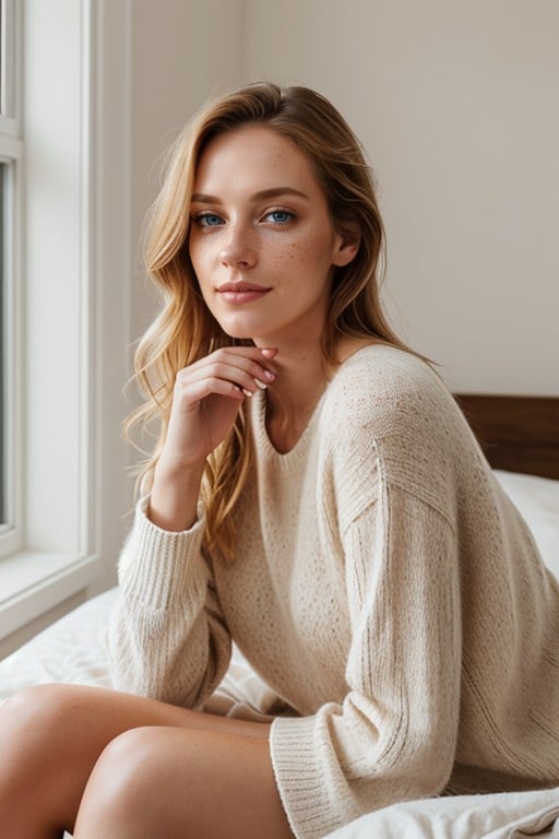 High End Fashion, White Linen Bedding, Cashmere Sweater Shemale AI Porn