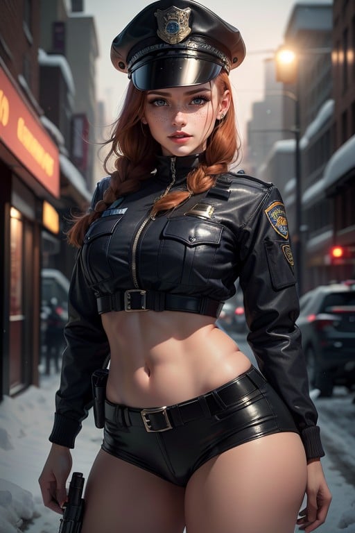 Round Ass, Police Jacket, MuscularAI黄漫