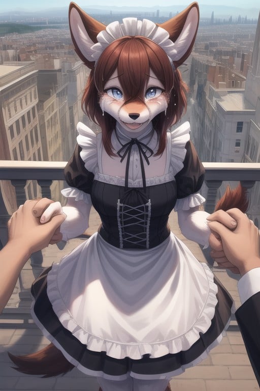 Balcony, Holding Hands, Looking At Viewer Furry AI Porn