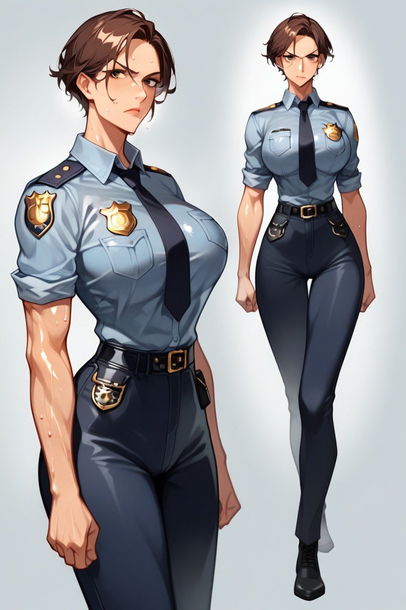 Policewoman, Woman, ショートヘアAIポルノ