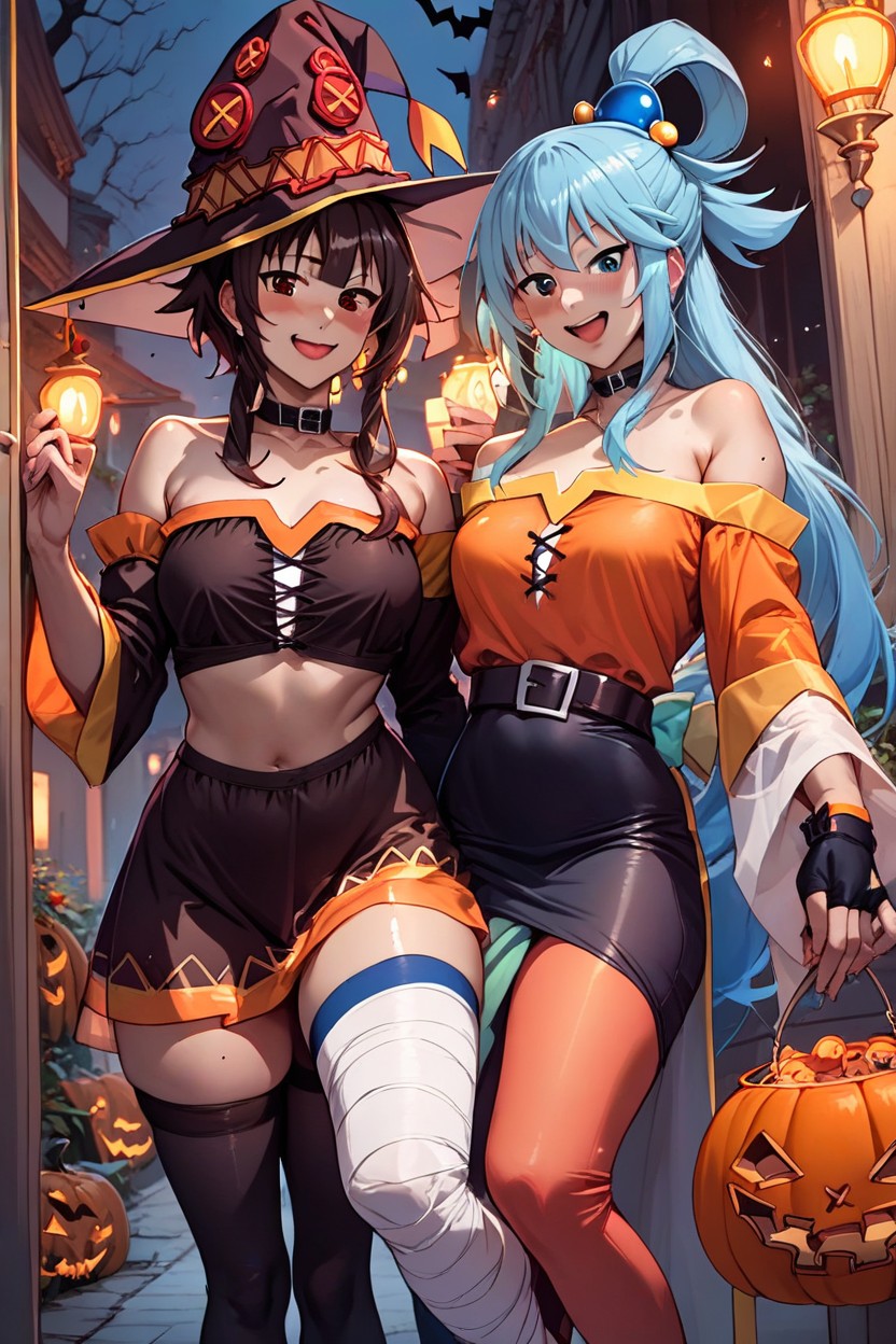 Halloween, Aquakonosuba, 2 PersonasPorno AI Hentai