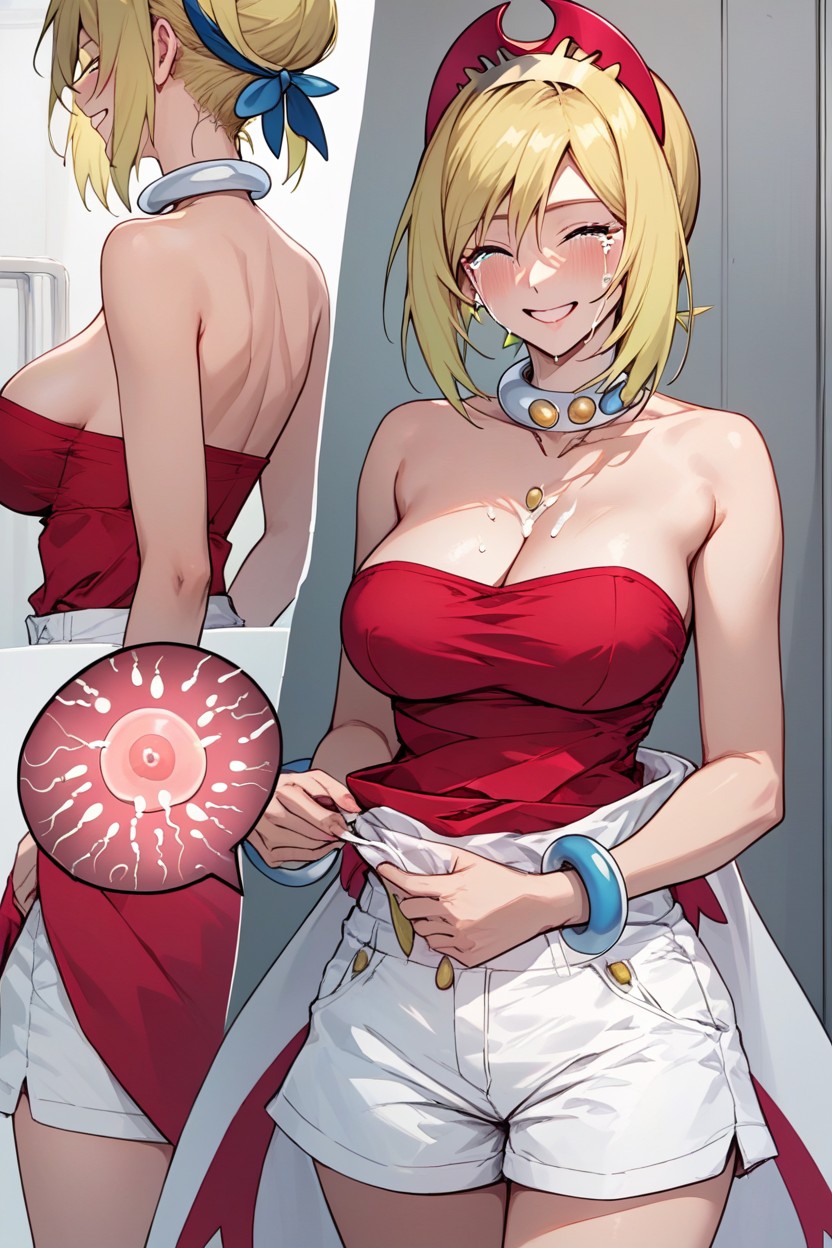 Large Breast, Red Top White Bottom Clothes, Waist Cape Hentai AI Porn