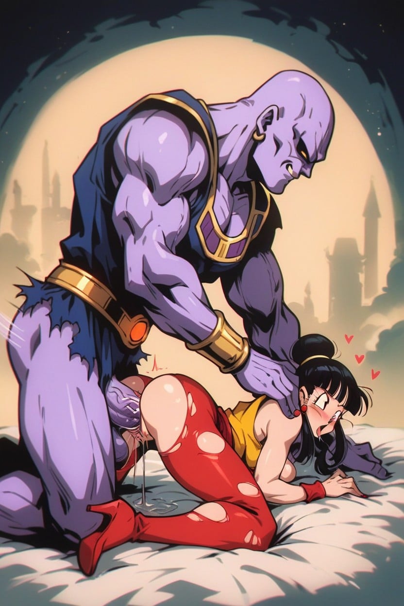 Volumetric, Male With Purple Skin, Torn Yellow Ninja Dress Hentai AI Porn