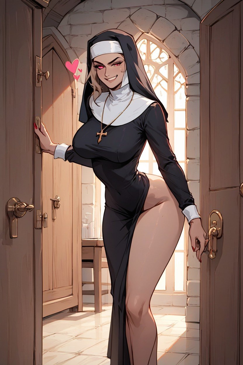 Medieval Castle, Halfway In Doorway, Behind Door Hentai IA pornografia