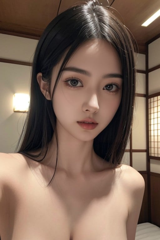 벌거벗은, 18+, 중간 가슴아시아 AI 포르노