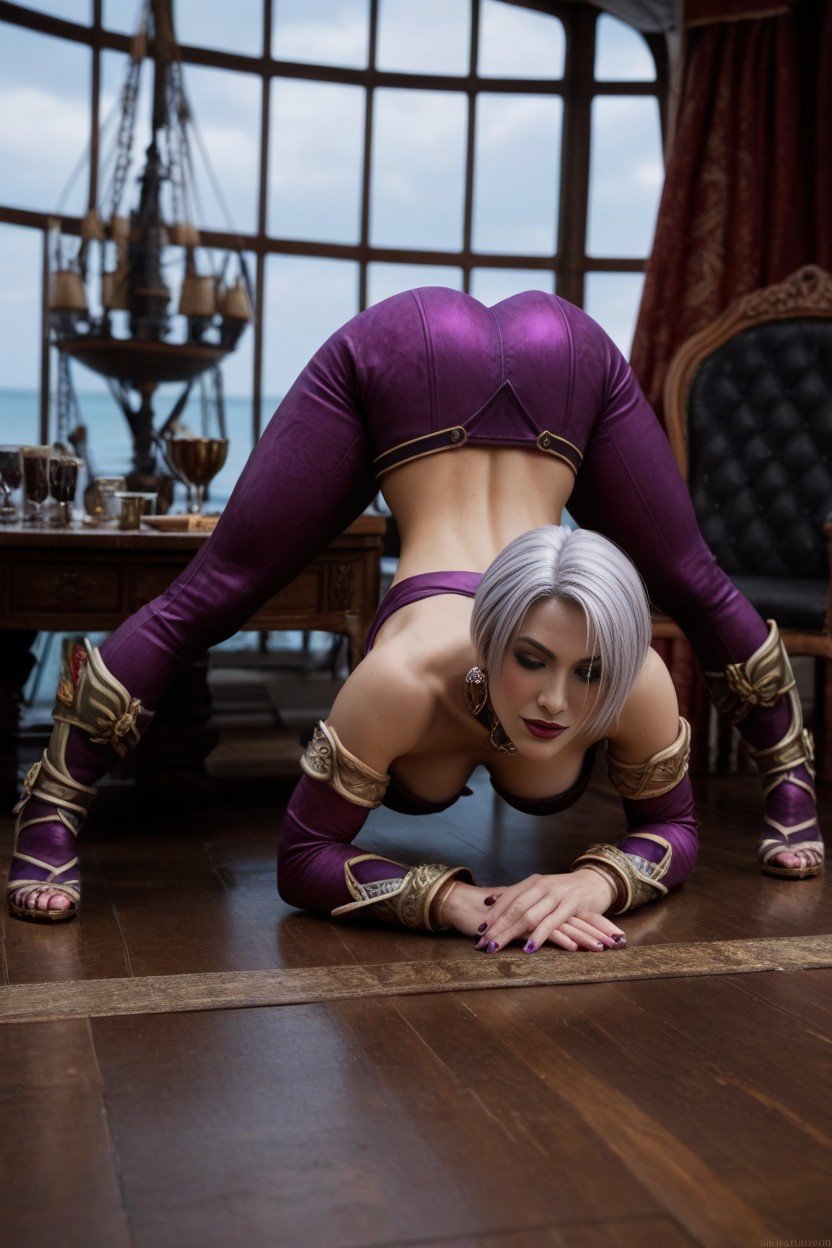 Corpo Todo, Peito Médio, Ivy Valentine Soul Calibur Purple Suit And Armor Pornografia de IA