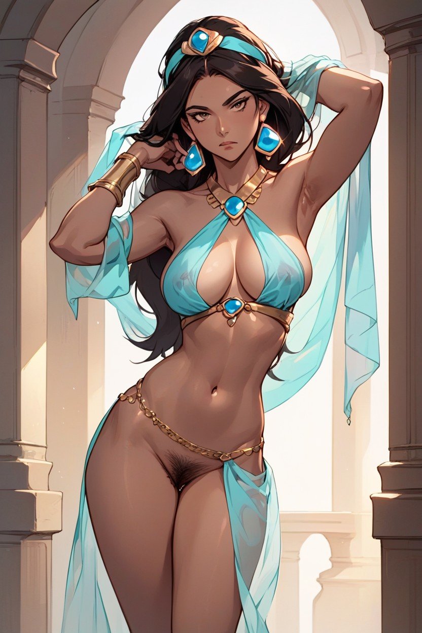 Princess Jasmine, Pubic Hair, Light Skin African AI Porn