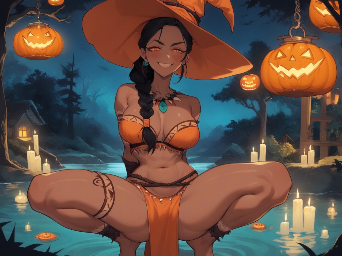 Orange Neon Fog, Snatched Waist, Rounded Shoulders Hentai AI Porn