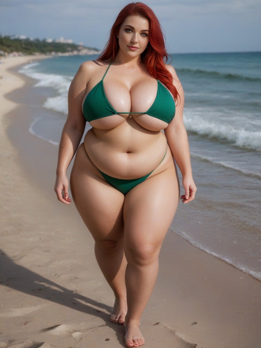 Green Bikini Top, Cleavage, Front ViewAI 포르노