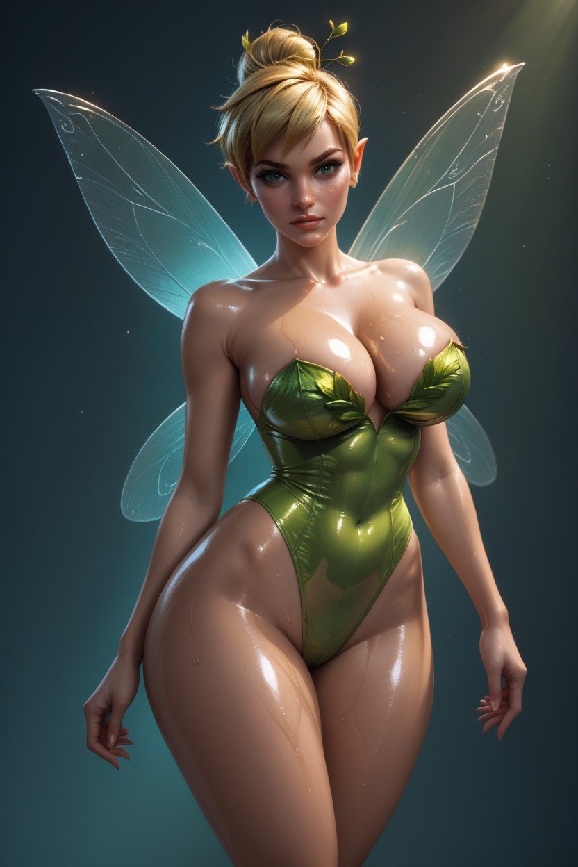 Tinker Bell Fairy, Oiled Skin, Fairy Wings AI Porn